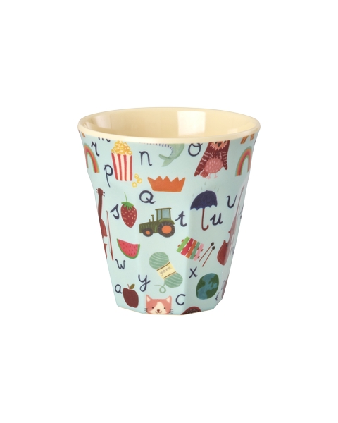 Drinkbeker Rice Medium Kids Cup | Blue ABC Print