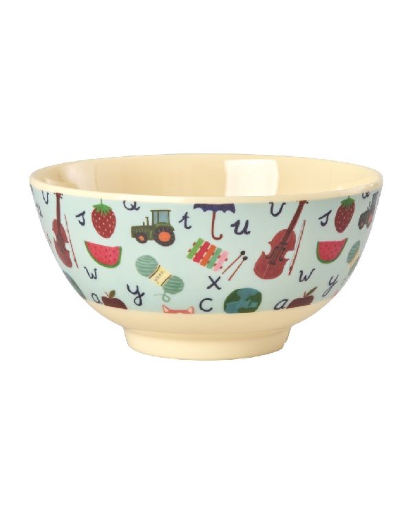 Bord Rice Medium Kids Bowl, kom | Blue ABC Print