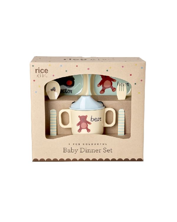Eetset Rice Baby Dinner Set  - Giftbox | Blue ABC Print