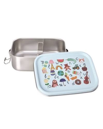 Brooddoos Rice Small Steinless Steel Lunch Box | Blue ABC Print