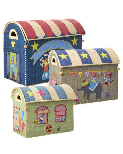 Kist/speelgoedkoffer Rice Raffia Storage House Circus