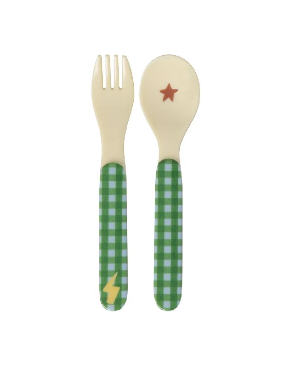 Bestek Rice Baby Spoon and Fork, lepel/vork | Super Hero