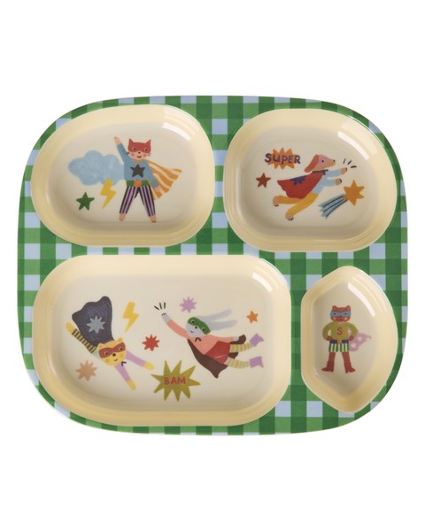 Bord Rice Kids 4 Room Plate, plat bord | Super Hero
