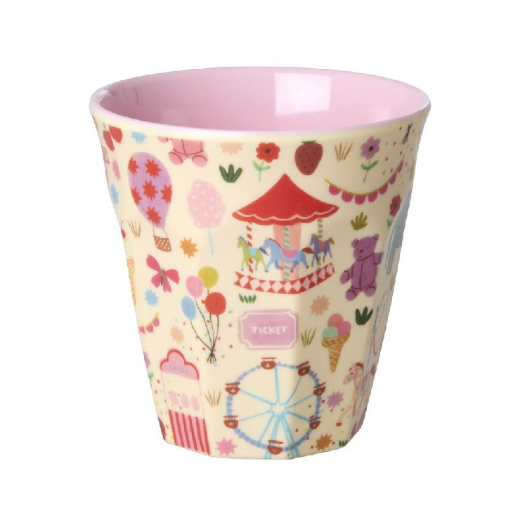 Drinkbeker Rice Medium Kids Cup | Pink Fun Fair Print