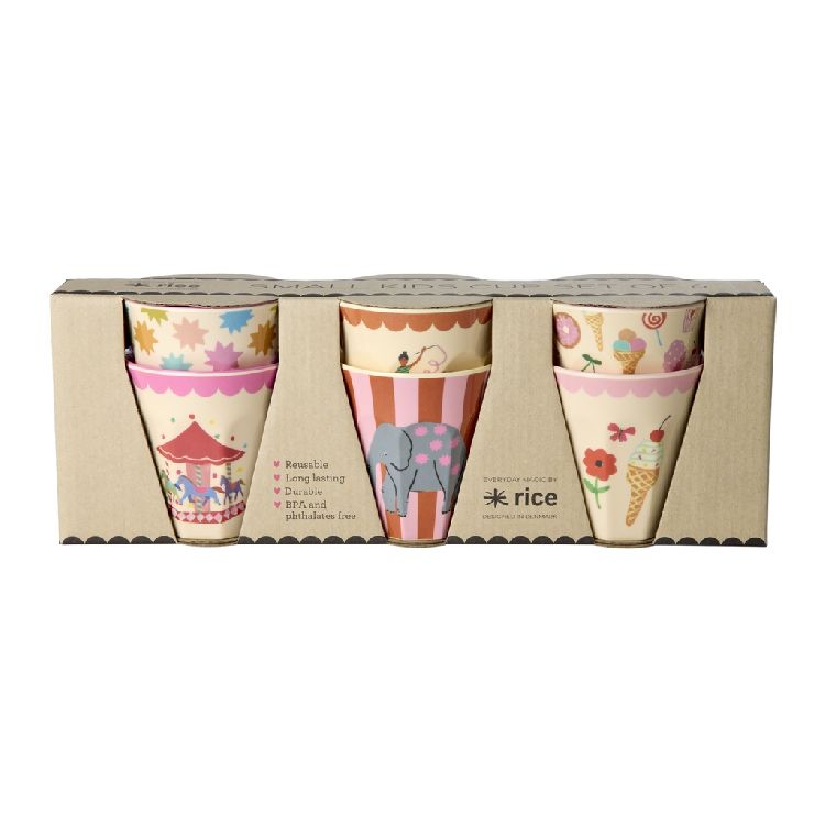 Drinkbeker Rice Small Cup 6-pack | Pink Fun Fair Print
