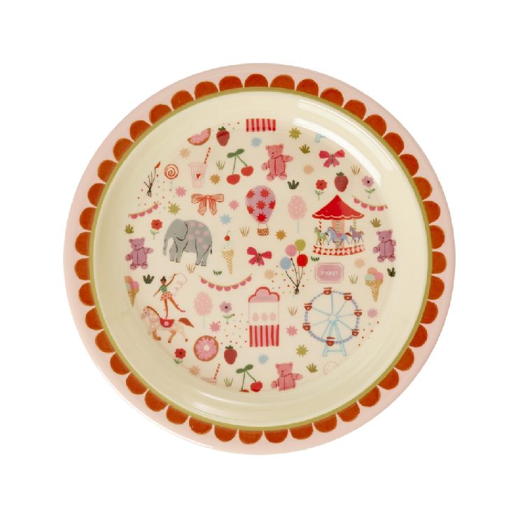 Bord Rice Kids Plate, plat bord | Pink Fun Fair Print