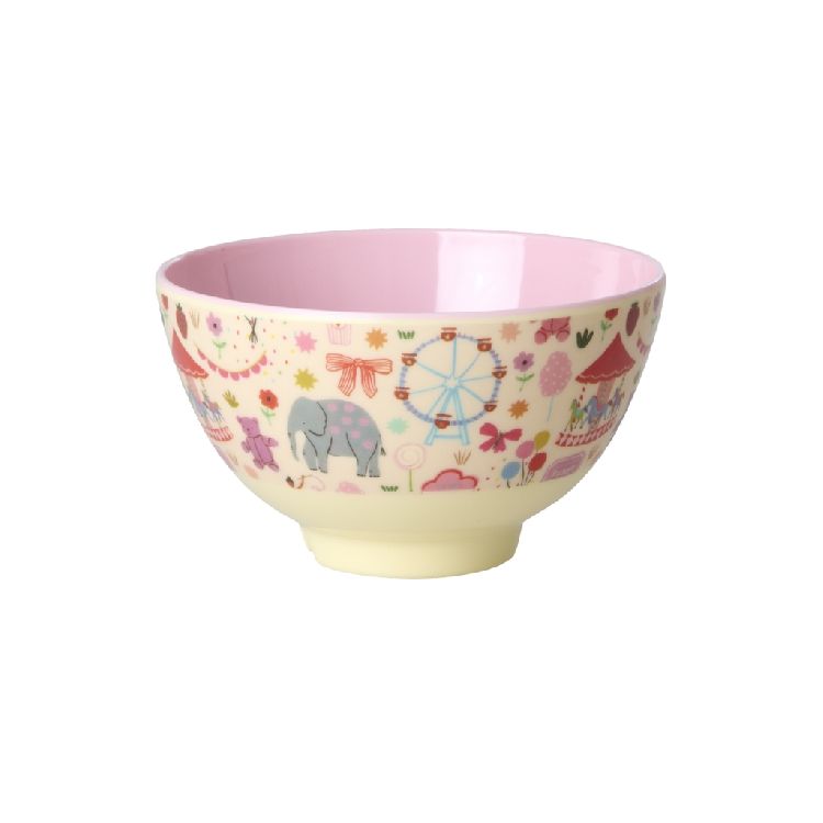 Bord Rice Small Kids Bowl, kom | Pink Fun Fair Print