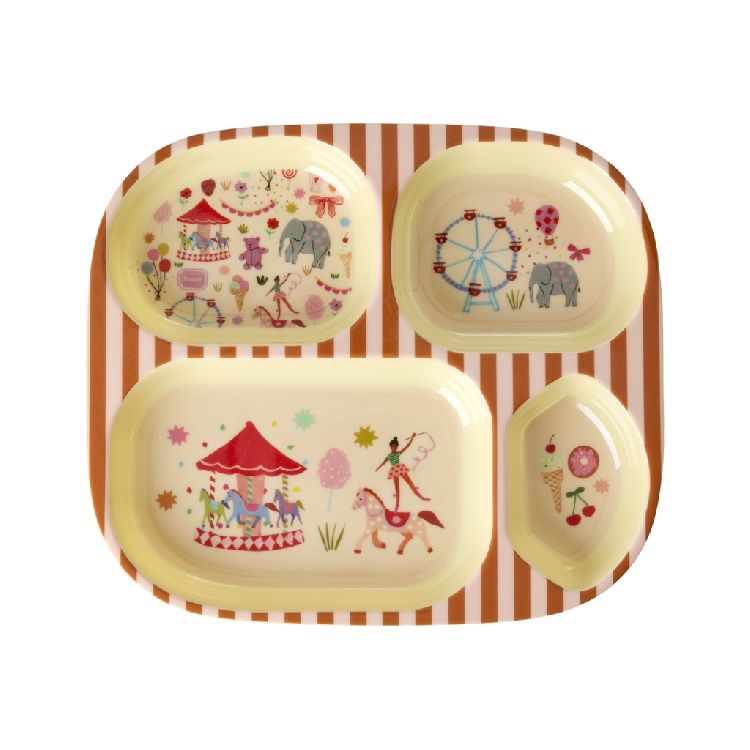 Bord Rice Kids 4 Room Plate, plat bord | Pink Fun Fair Print