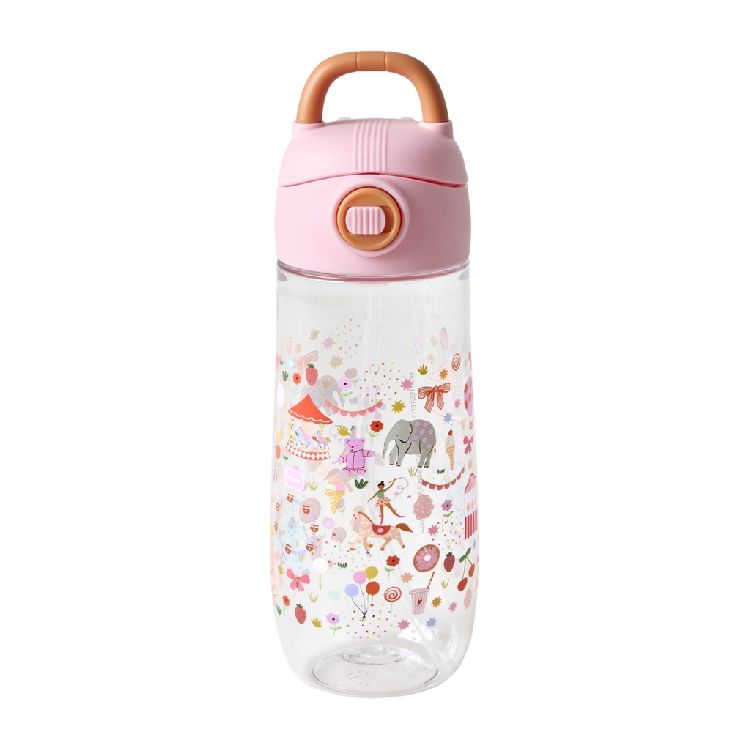 Drinkfles Rice Water Bottle | Pink Fun Fair Print