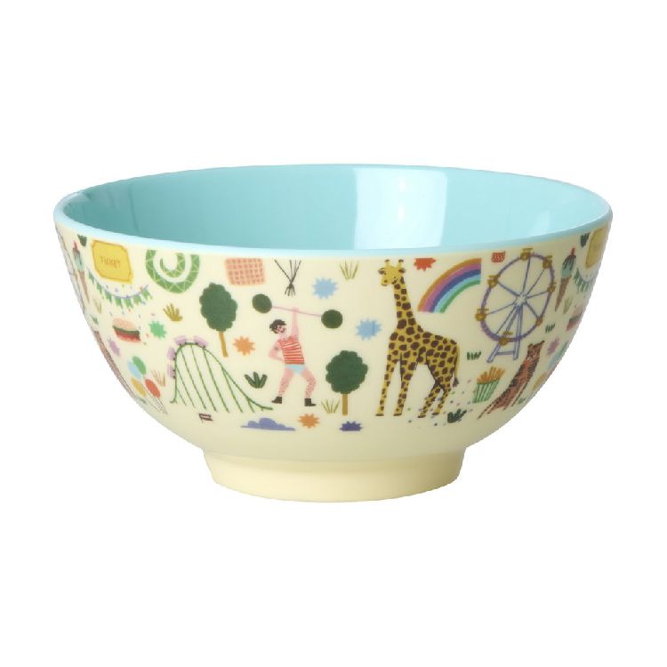 Bord Rice Medium Kids Bowl, kom | Mint Fun Fair Print