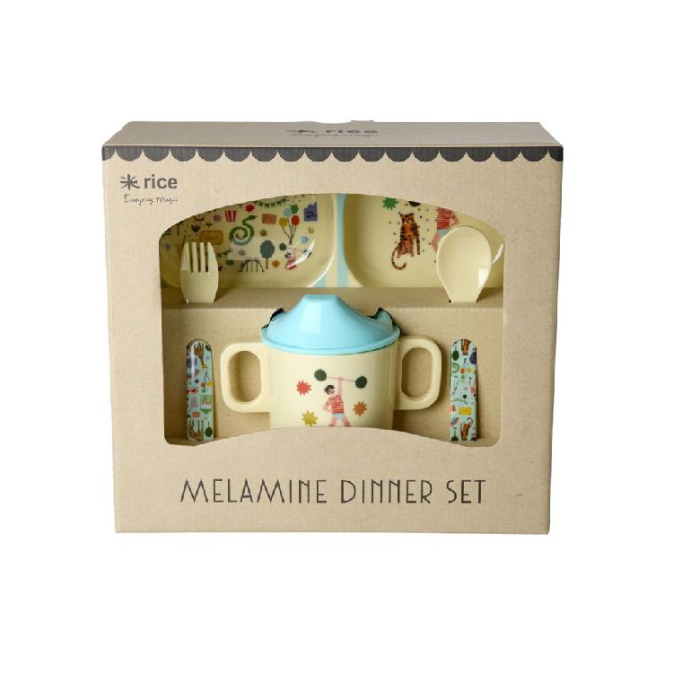Eetset Rice Baby Dinner Set  - Giftbox | Mint Fun Fair Print
