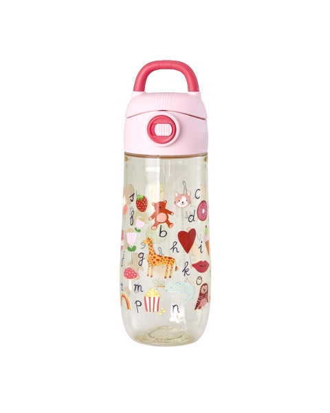 Drinkfles Rice Water Bottle | Pink ABC Print