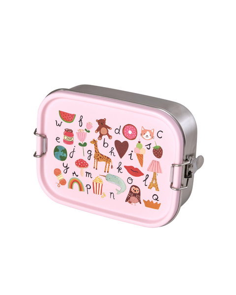 Brooddoos Rice Small Steinless Steel Lunch Box | Pink ABC Print