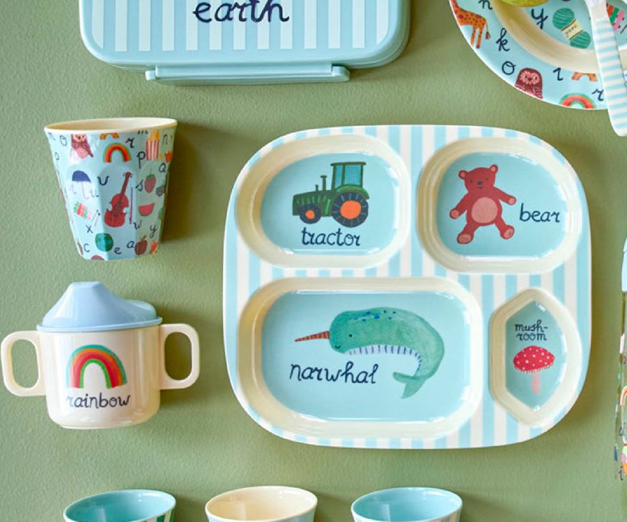Drinkbeker Rice Medium Kids Cup | Blue ABC Print