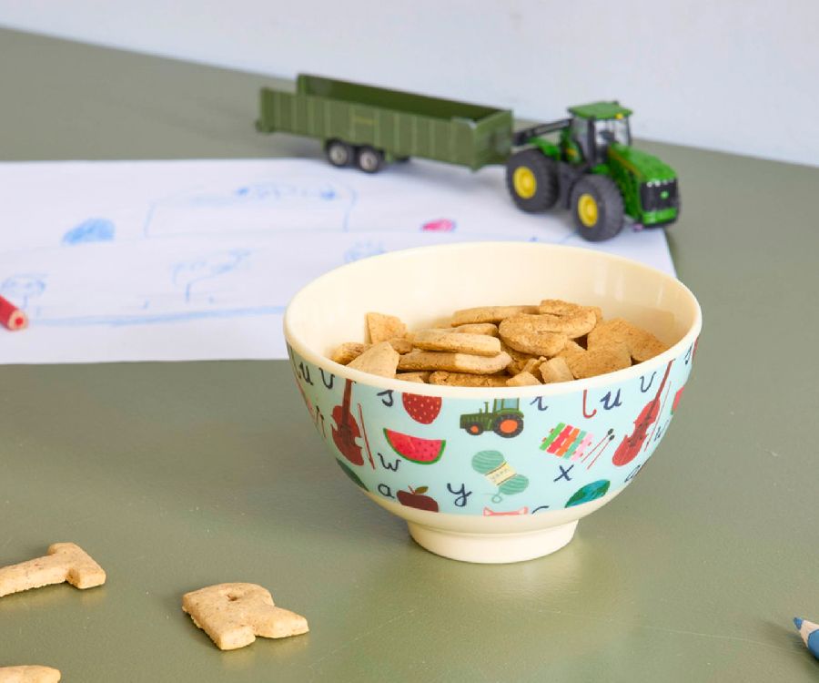 Bord Rice Small Kids Bowl, kom | Blue ABC Print