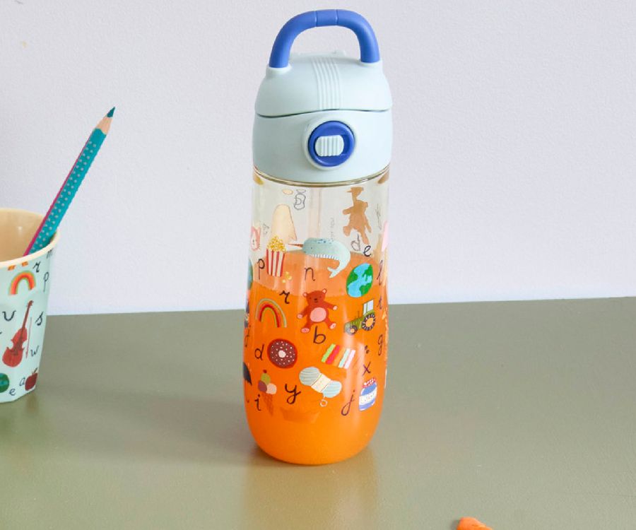 Drinkfles Rice Water Bottle | Blue ABC Print