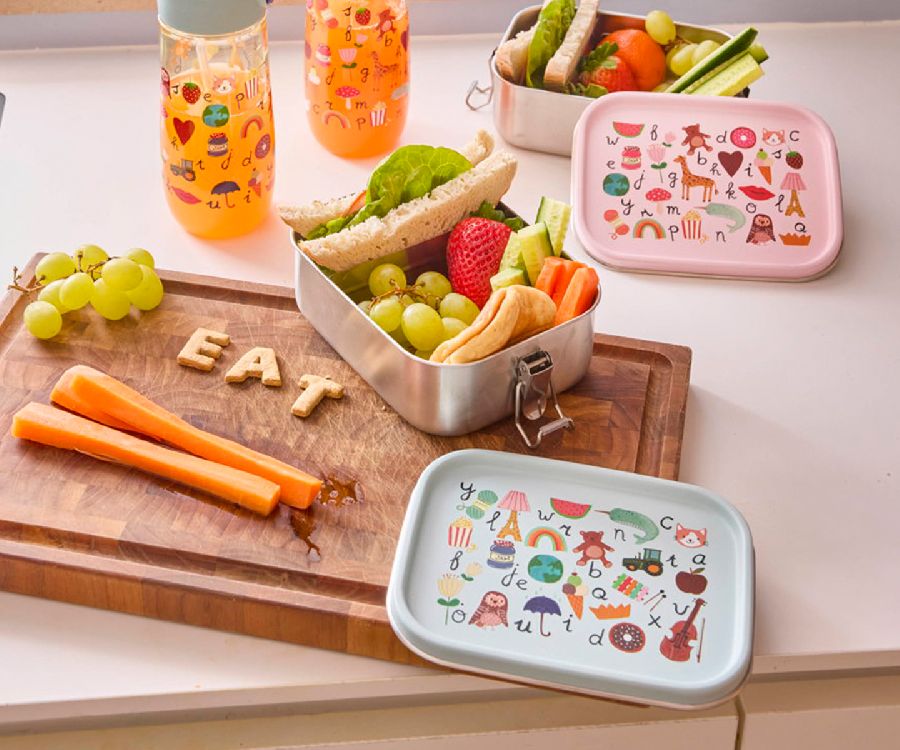 Brooddoos Rice Small Steinless Steel Lunch Box | Blue ABC Print