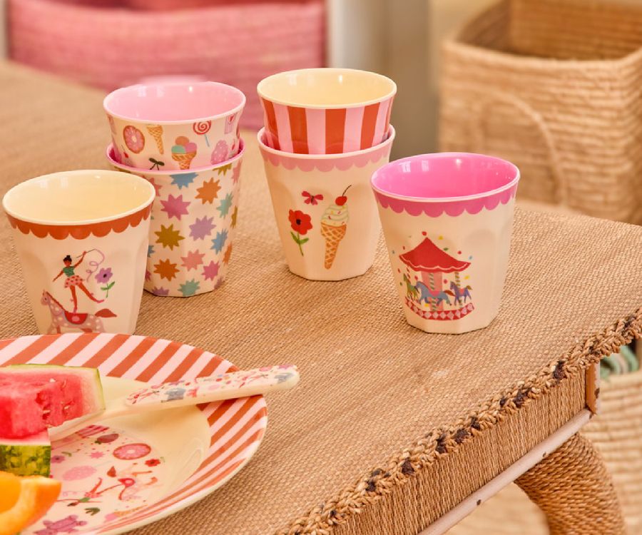 Drinkbeker Rice Small Cup 6-pack | Pink Fun Fair Print
