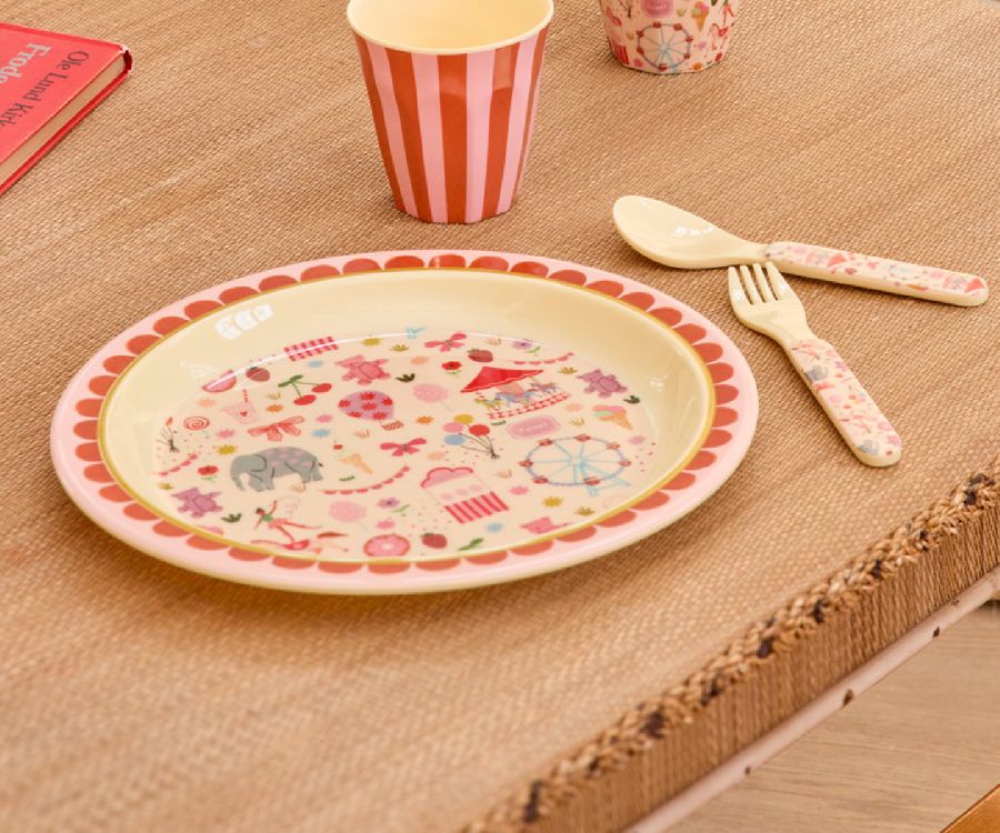 Bord Rice Kids Plate, plat bord | Pink Fun Fair Print