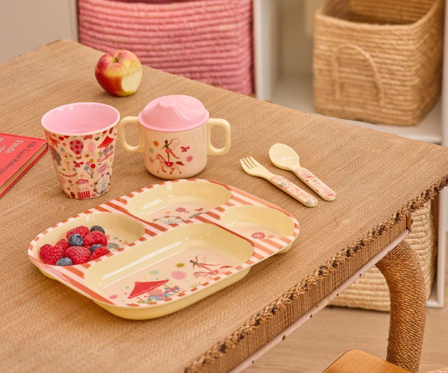 Eetset Rice Baby Dinner Set  - Giftbox | Pink Fun Fair Print