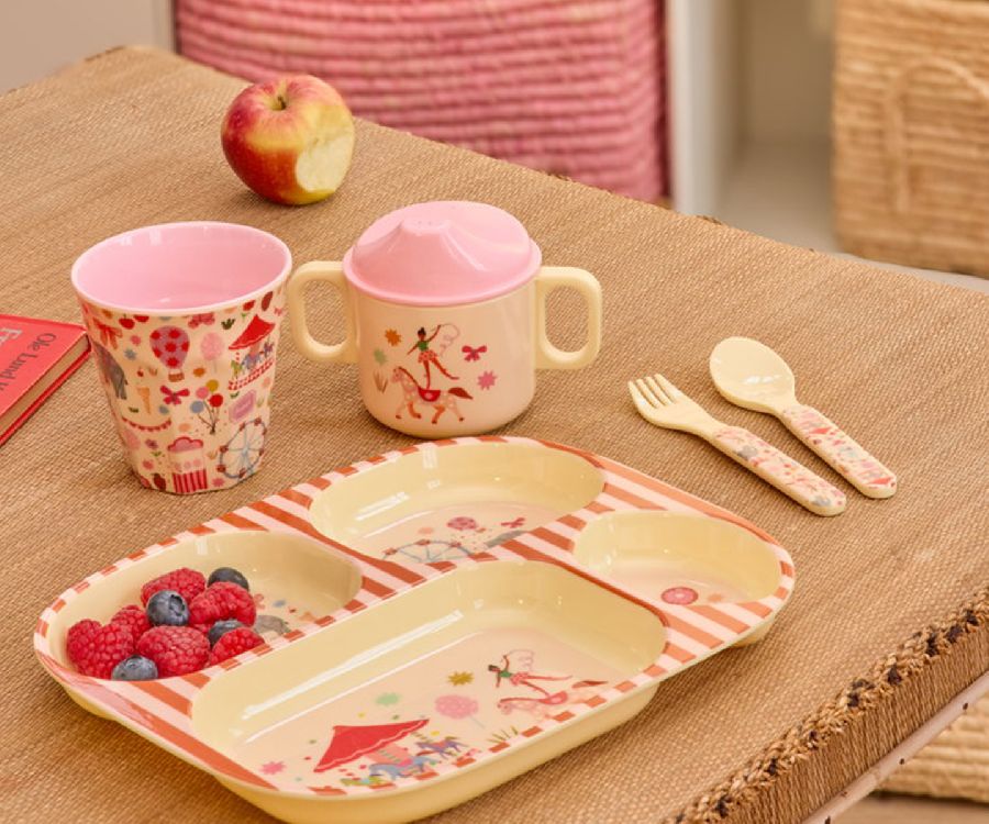 Drinkbeker Rice Baby Cup | Pink Fun Fair Print