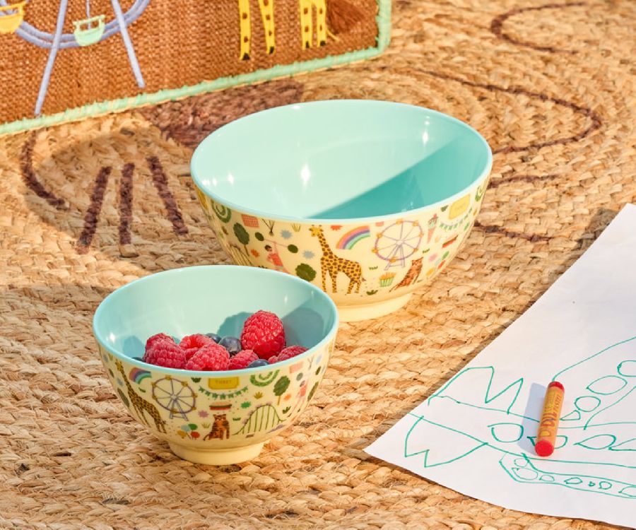Bord Rice Small Kids Bowl, kom | Mint Fun Fair Print