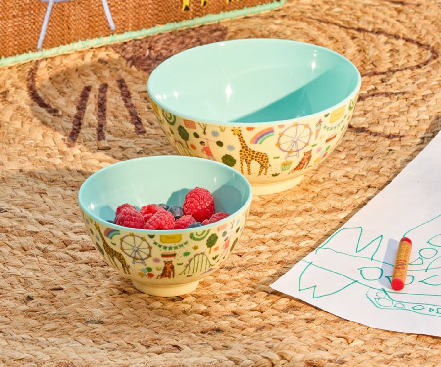 Bord Rice Medium Kids Bowl, kom | Mint Fun Fair Print