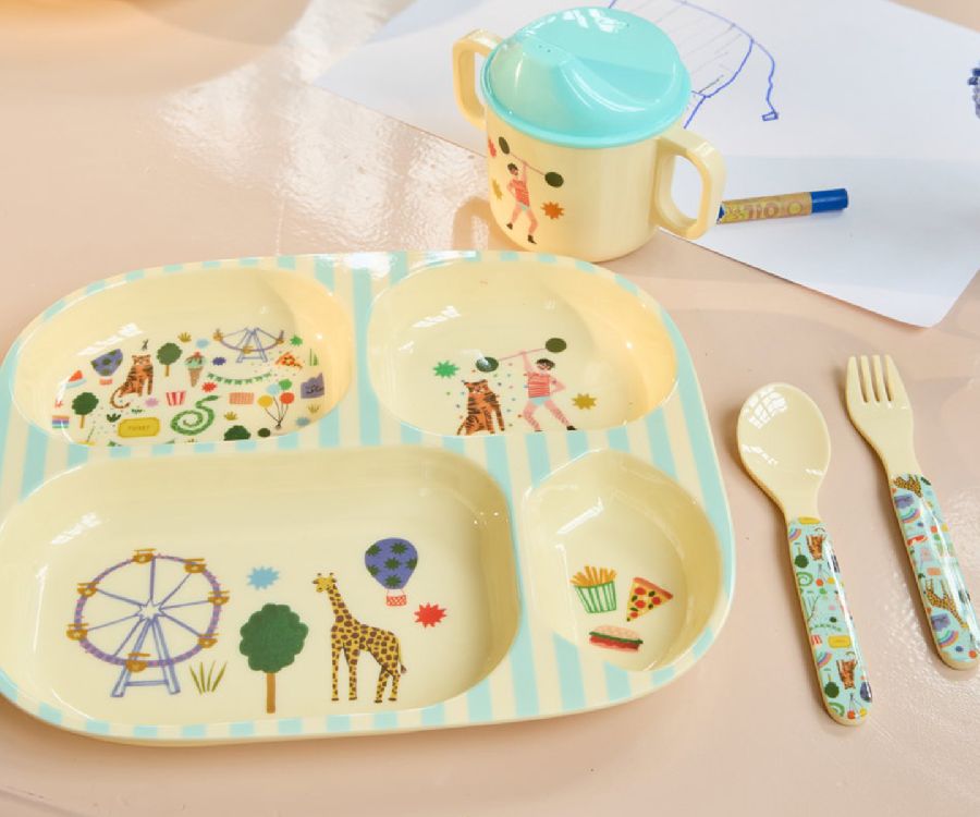 Eetset Rice Baby Dinner Set  - Giftbox | Mint Fun Fair Print