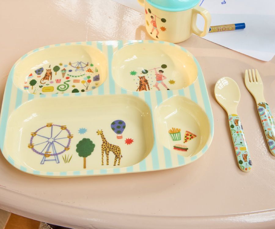 Bord Rice Kids 4 Room Plate, plat bord | Mint Fun Fair Print