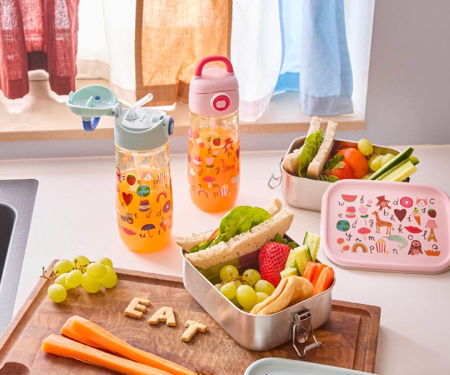 Drinkfles Rice Water Bottle | Pink ABC Print
