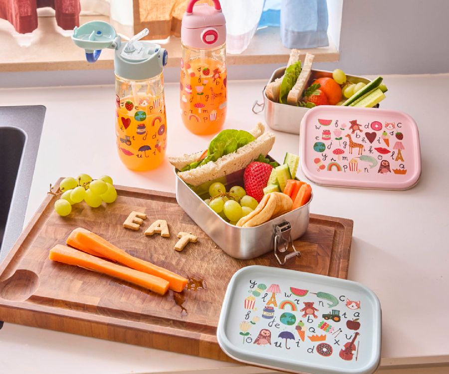 Brooddoos Rice Small Steinless Steel Lunch Box | Pink ABC Print