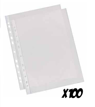 INSTEEKPOCHETTE A4, glad, per 100, transparant, universele perforatie, copy safe